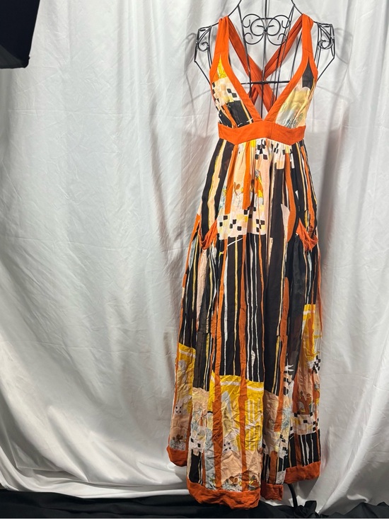 French Connection Dresses & Skirts - French Connection Orange & Black Striped Maxi Dress